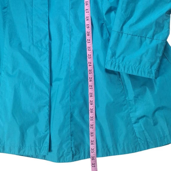 Vintage 80s Lightweight Teal A-Line Swing Jacket Women’s 7/8 Spring Summer Coat - Picture 5 of 8
